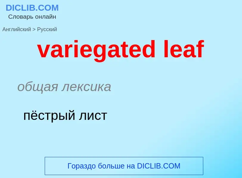 ¿Cómo se dice variegated leaf en Ruso? Traducción de &#39variegated leaf&#39 al Ruso