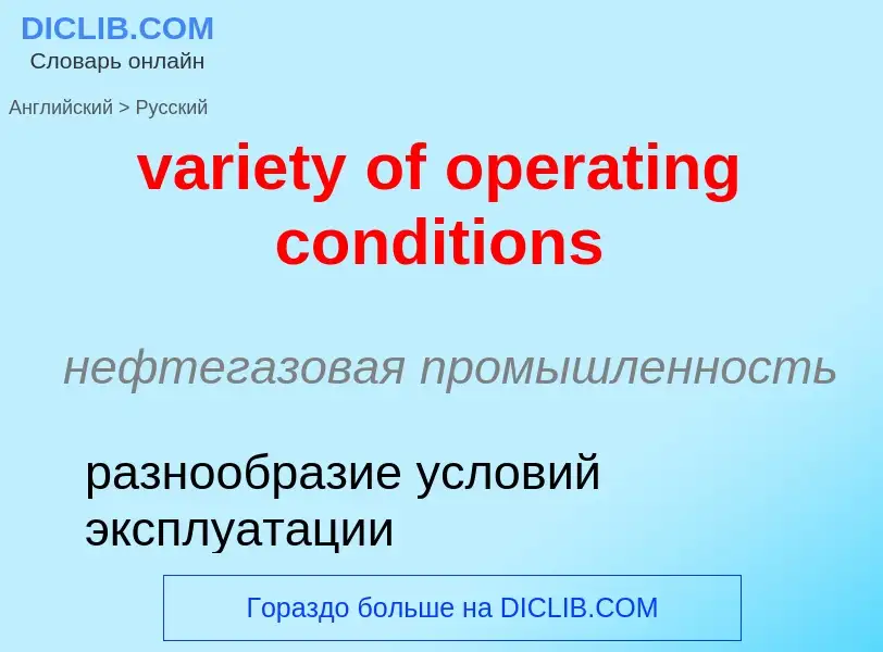 ¿Cómo se dice variety of operating conditions en Ruso? Traducción de &#39variety of operating condit