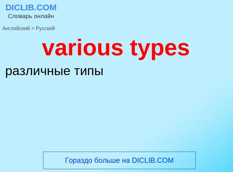 ¿Cómo se dice various types en Ruso? Traducción de &#39various types&#39 al Ruso