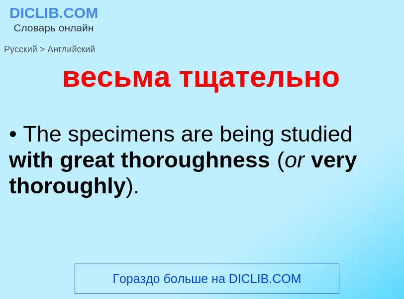 Μετάφραση του &#39весьма тщательно&#39 σε Αγγλικά