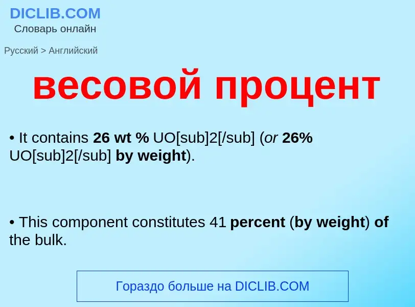 Μετάφραση του &#39весовой процент&#39 σε Αγγλικά