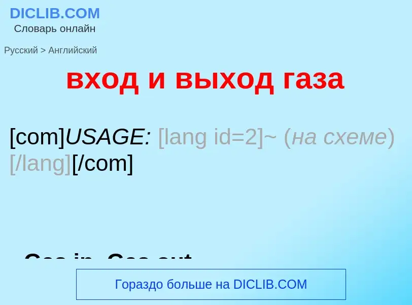 Как переводится вход и выход газа на Английский язык