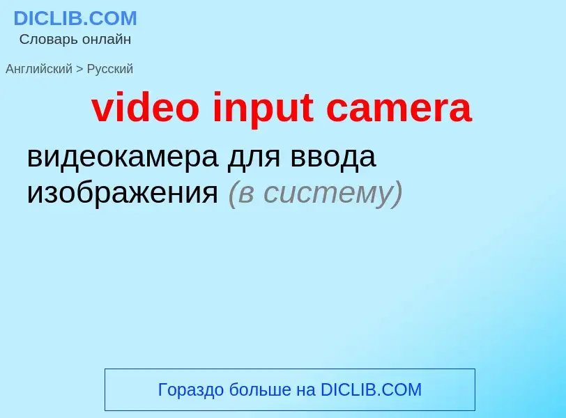 Как переводится video input camera на Русский язык