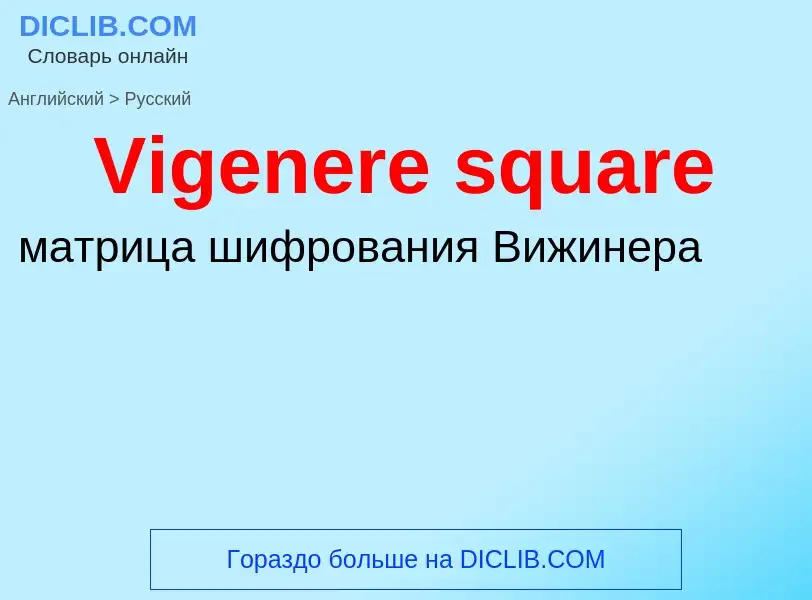 ¿Cómo se dice Vigenere square en Ruso? Traducción de &#39Vigenere square&#39 al Ruso