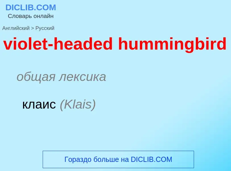 ¿Cómo se dice violet-headed hummingbird en Ruso? Traducción de &#39violet-headed hummingbird&#39 al 