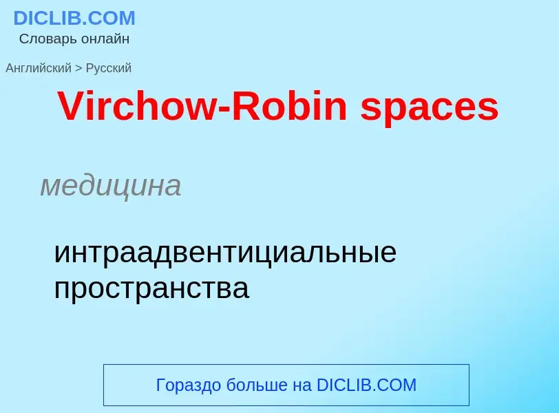 ¿Cómo se dice Virchow-Robin spaces en Ruso? Traducción de &#39Virchow-Robin spaces&#39 al Ruso