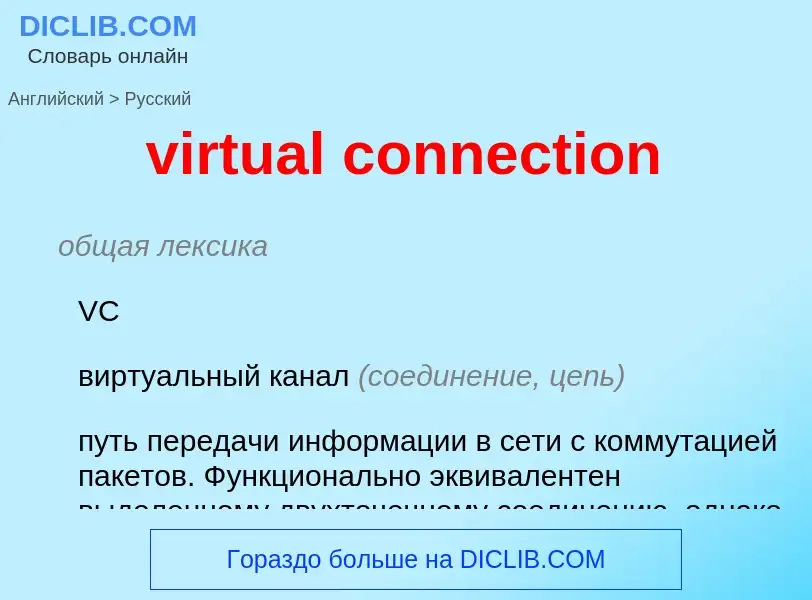 ¿Cómo se dice virtual connection en Ruso? Traducción de &#39virtual connection&#39 al Ruso