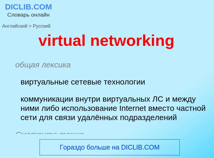 ¿Cómo se dice virtual networking en Ruso? Traducción de &#39virtual networking&#39 al Ruso