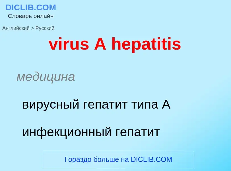 ¿Cómo se dice virus A hepatitis en Ruso? Traducción de &#39virus A hepatitis&#39 al Ruso