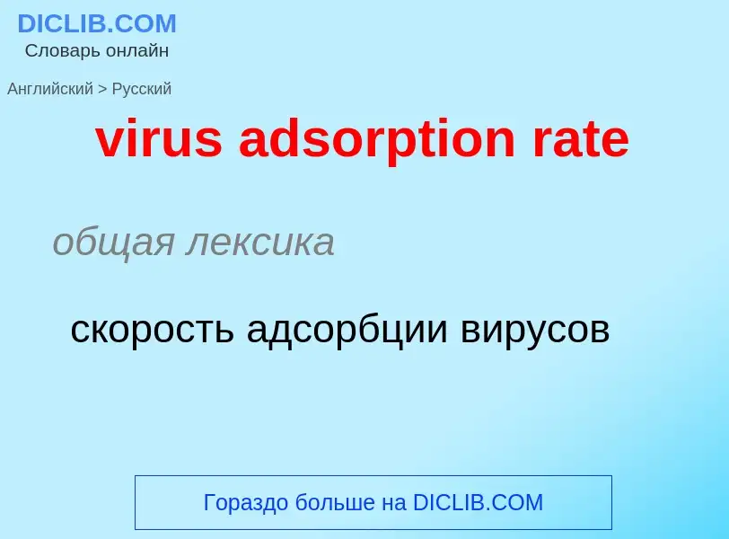 ¿Cómo se dice virus adsorption rate en Ruso? Traducción de &#39virus adsorption rate&#39 al Ruso