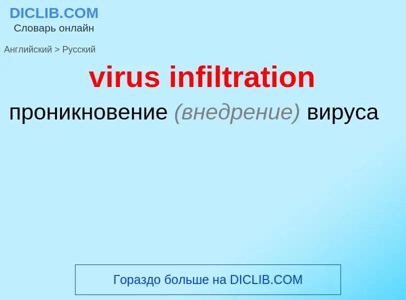 ¿Cómo se dice virus infiltration en Ruso? Traducción de &#39virus infiltration&#39 al Ruso