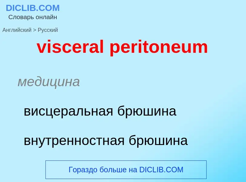 ¿Cómo se dice visceral peritoneum en Ruso? Traducción de &#39visceral peritoneum&#39 al Ruso