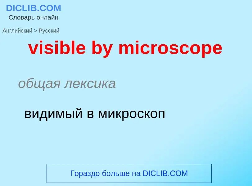 ¿Cómo se dice visible by microscope en Ruso? Traducción de &#39visible by microscope&#39 al Ruso