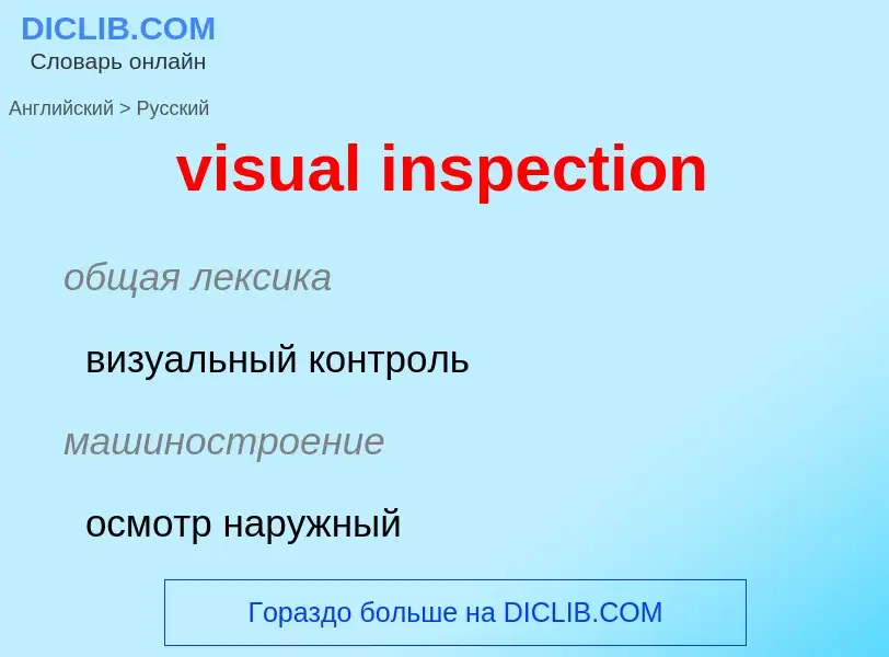 What is the Russian for visual inspection? Translation of &#39visual inspection&#39 to Russian