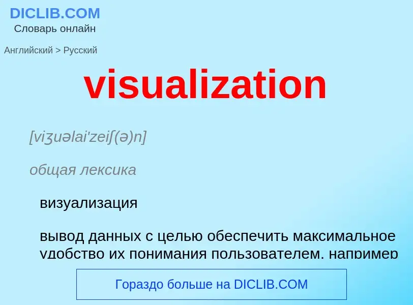 ¿Cómo se dice visualization en Ruso? Traducción de &#39visualization&#39 al Ruso