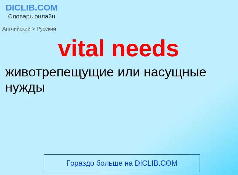 ¿Cómo se dice vital needs en Ruso? Traducción de &#39vital needs&#39 al Ruso