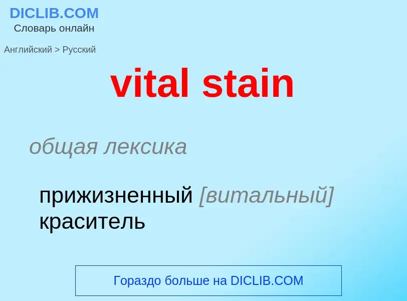 ¿Cómo se dice vital stain en Ruso? Traducción de &#39vital stain&#39 al Ruso