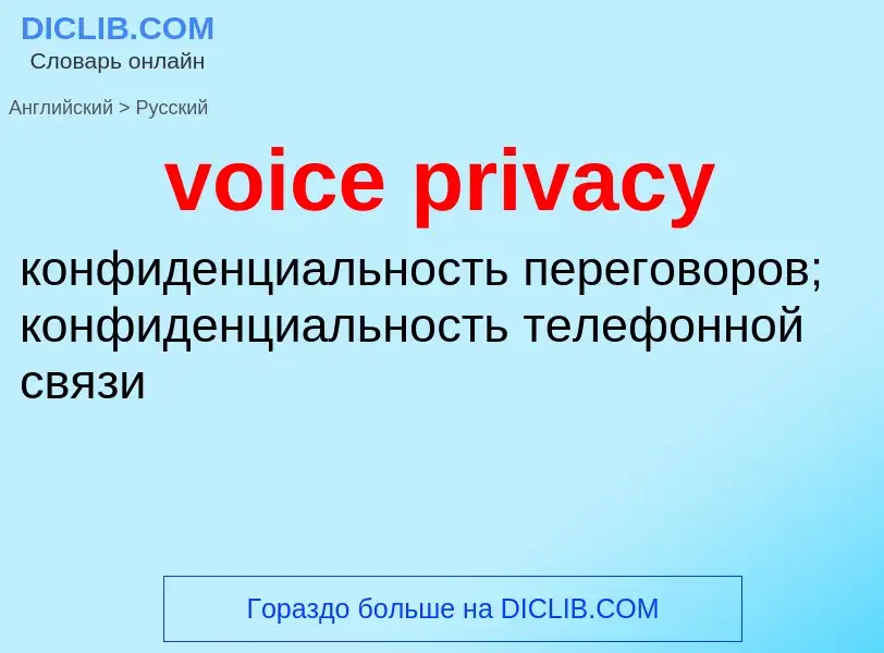 Как переводится voice privacy на Русский язык