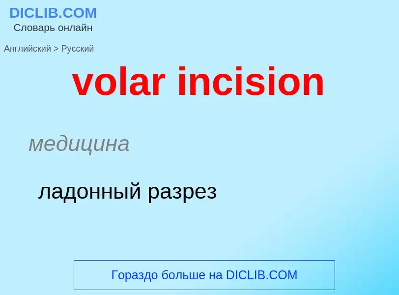 What is the Russian for volar incision? Translation of &#39volar incision&#39 to Russian