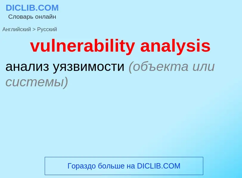 ¿Cómo se dice vulnerability analysis en Ruso? Traducción de &#39vulnerability analysis&#39 al Ruso