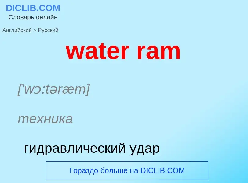 Как переводится water ram на Русский язык