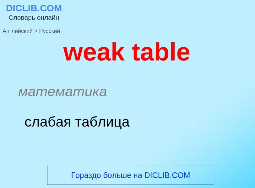 Как переводится weak table на Русский язык