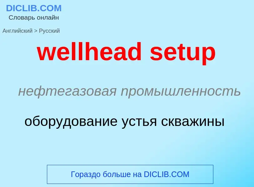 ¿Cómo se dice wellhead setup en Ruso? Traducción de &#39wellhead setup&#39 al Ruso