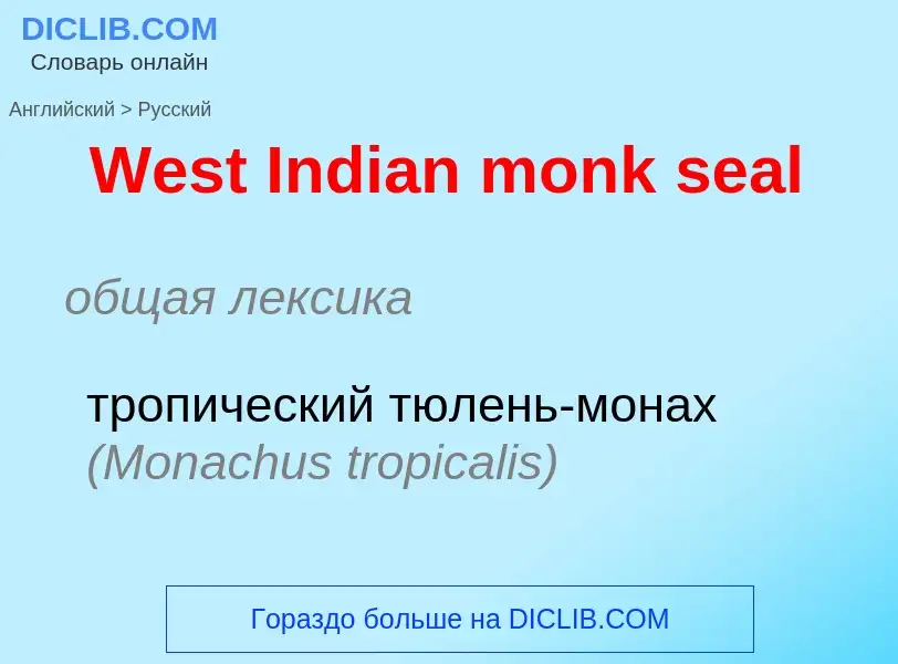 Как переводится West Indian monk seal на Русский язык