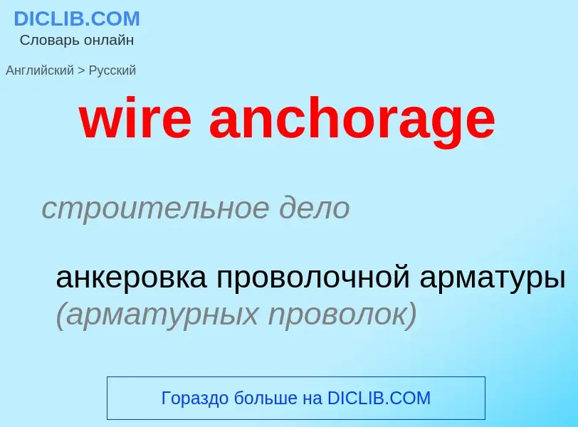 Как переводится wire anchorage на Русский язык