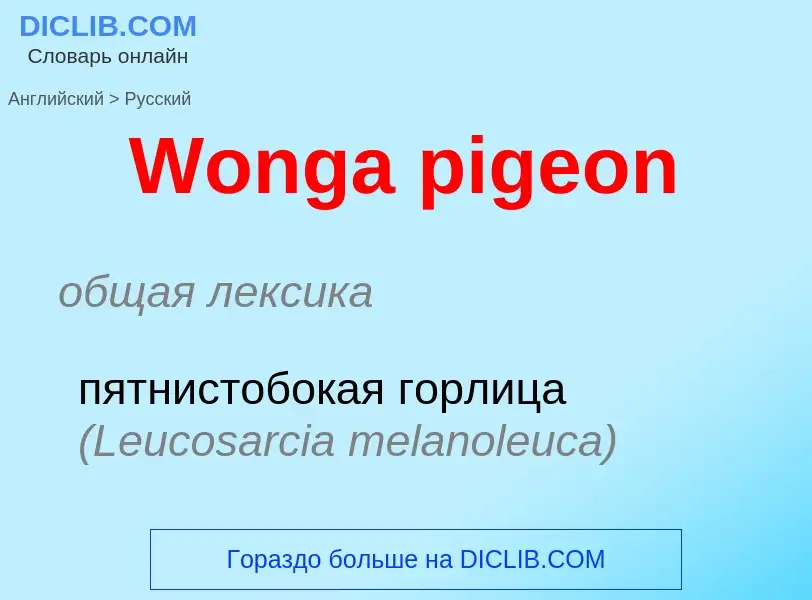 Μετάφραση του &#39Wonga pigeon&#39 σε Ρωσικά