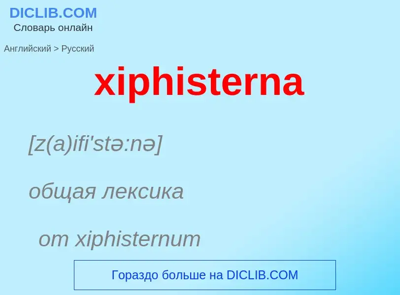 Como se diz xiphisterna em Russo? Tradução de &#39xiphisterna&#39 em Russo