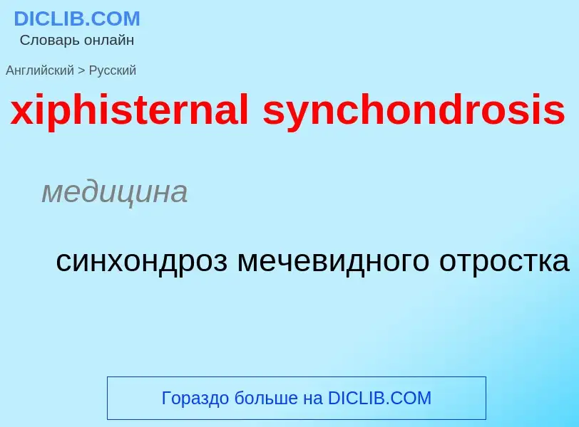 Como se diz xiphisternal synchondrosis em Russo? Tradução de &#39xiphisternal synchondrosis&#39 em R