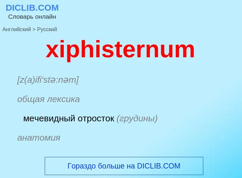 Como se diz xiphisternum em Russo? Tradução de &#39xiphisternum&#39 em Russo