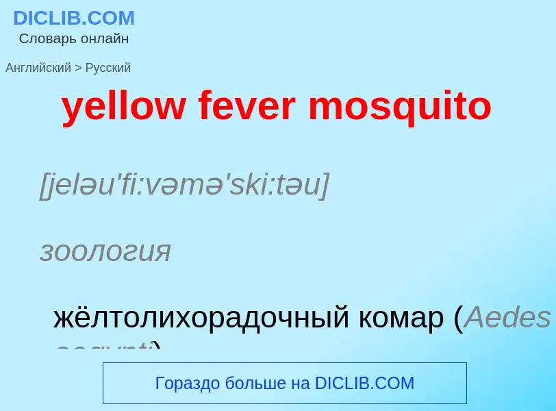 Как переводится yellow fever mosquito на Русский язык