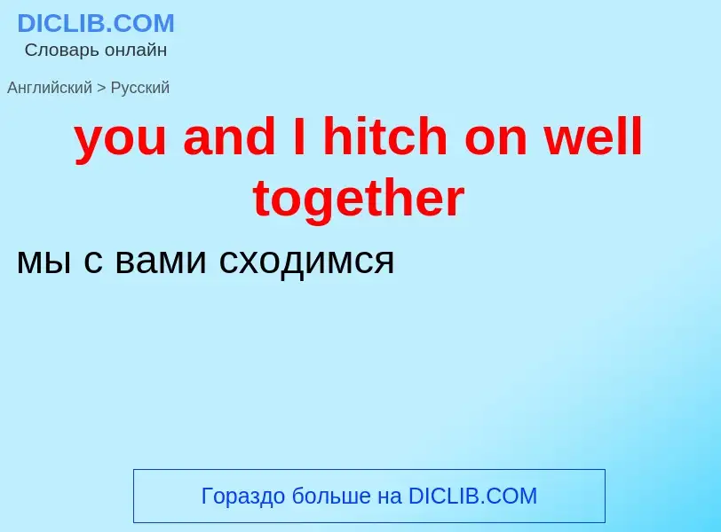 Как переводится you and I hitch on well together на Русский язык