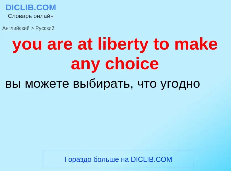 Как переводится you are at liberty to make any choice на Русский язык