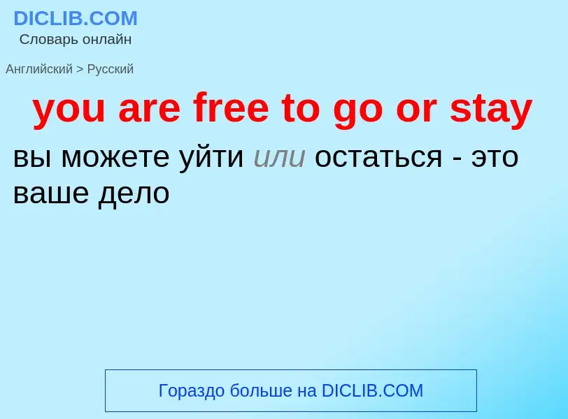 Как переводится you are free to go or stay на Русский язык