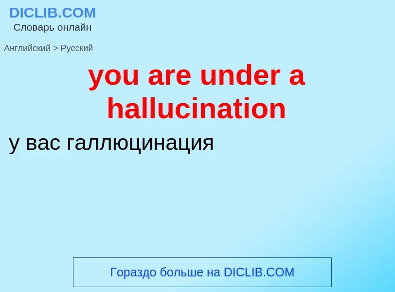 Как переводится you are under a hallucination на Русский язык