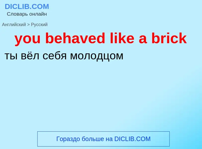 Как переводится you behaved like a brick на Русский язык