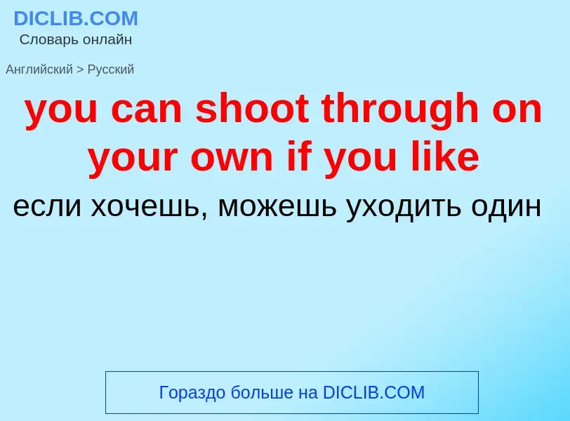 Как переводится you can shoot through on your own if you like на Русский язык