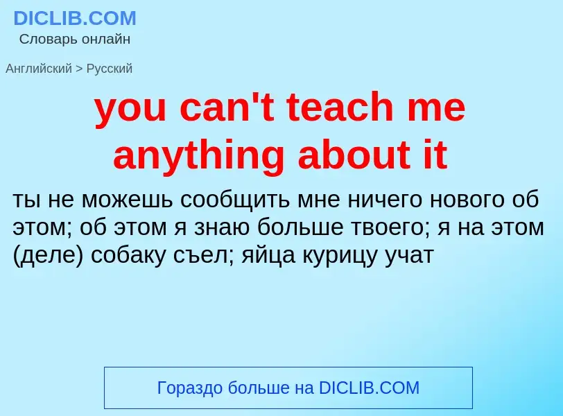 Как переводится you can't teach me anything about it на Русский язык