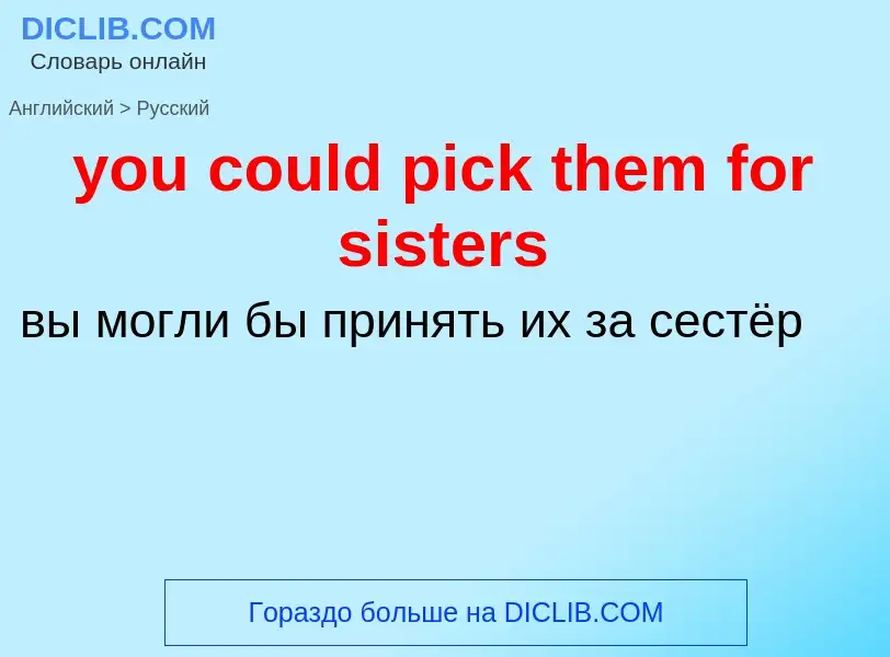 Как переводится you could pick them for sisters на Русский язык