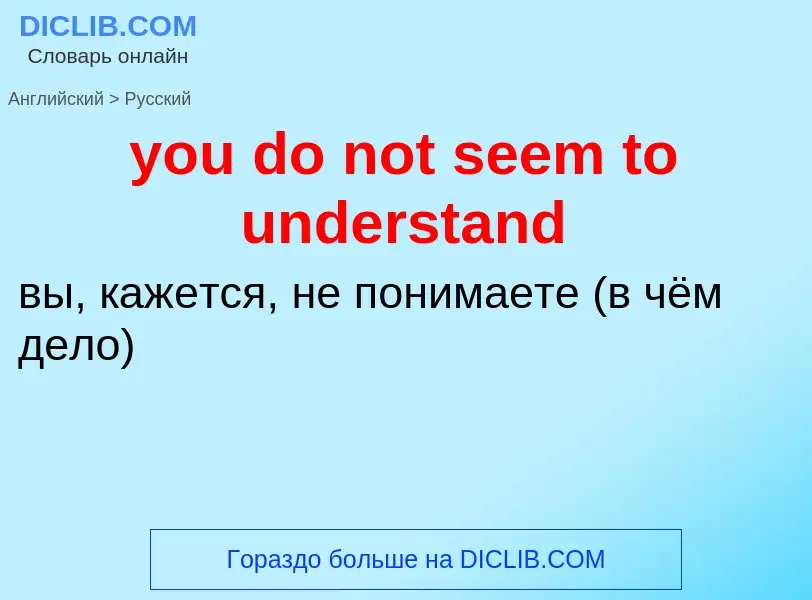 What is the Russian for you do not seem to understand? Translation of &#39you do not seem to underst