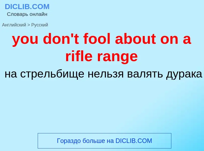 Как переводится you don't fool about on a rifle range на Русский язык