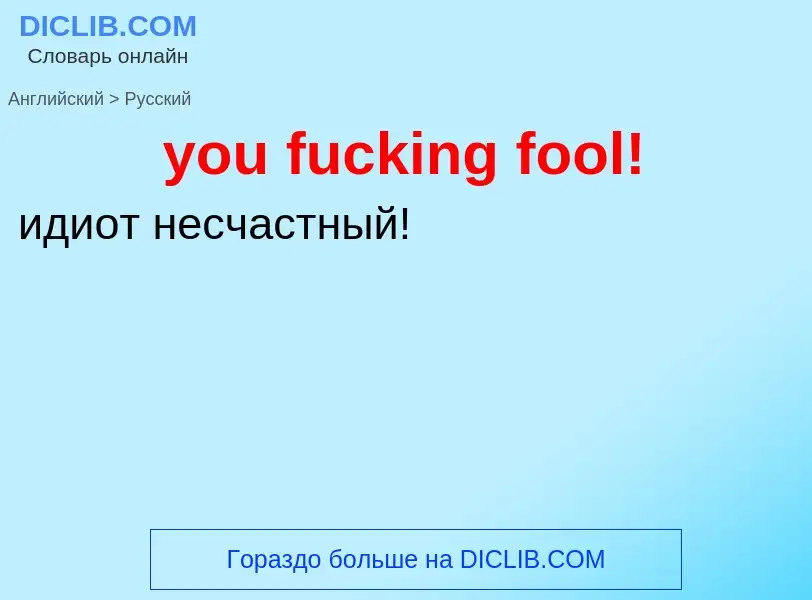 Как переводится you fucking fool! на Русский язык