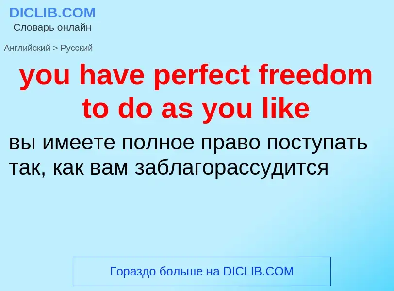 What is the Russian for you have perfect freedom to do as you like? Translation of &#39you have perf