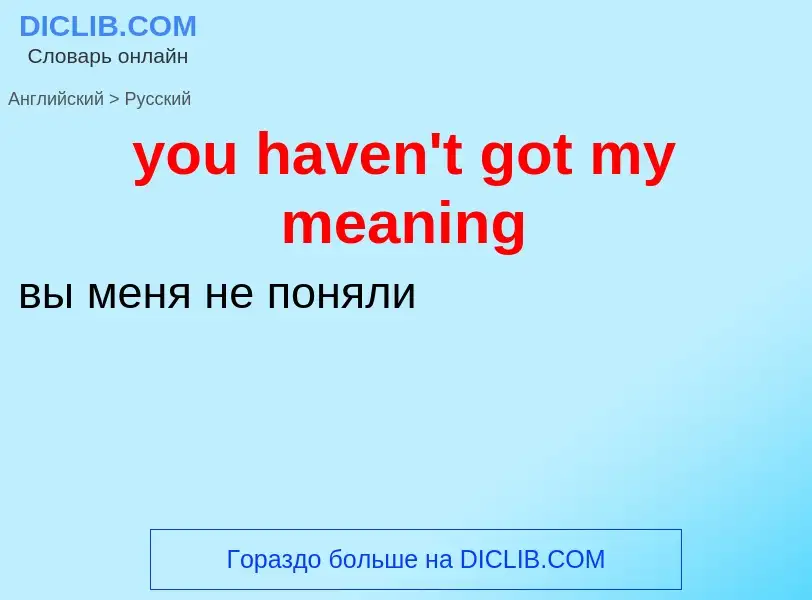 Как переводится you haven't got my meaning на Русский язык