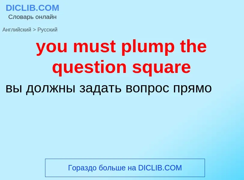 Traduzione di &#39you must plump the question square&#39 in Russo