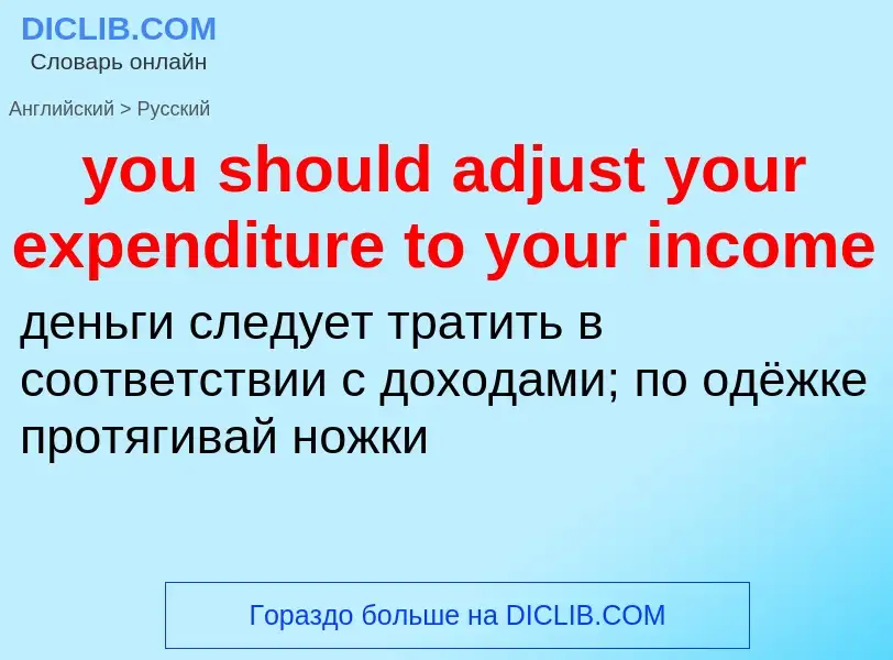 Traduzione di &#39you should adjust your expenditure to your income&#39 in Russo