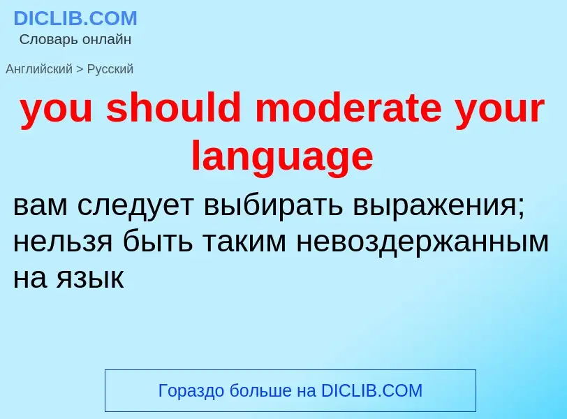 Traduzione di &#39you should moderate your language&#39 in Russo